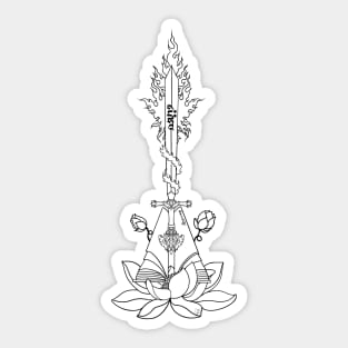 Manjushri, black outline, buddhist art Sticker